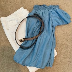 denim off the shoulder top
